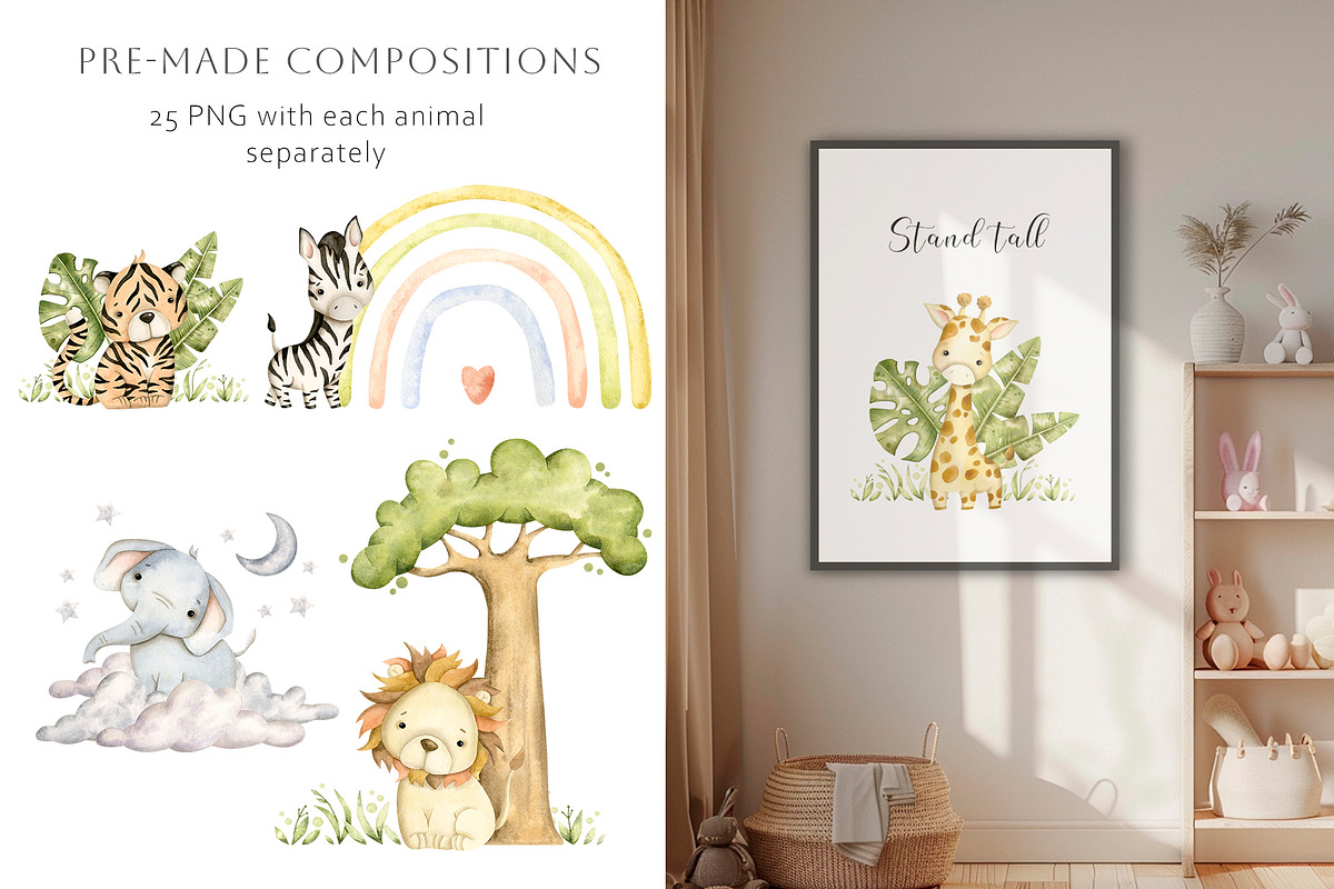Safari animals, an Animal Illustration by NellyaEgorova (Photo 3 of 11)
