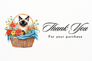 Cute Cats in Flower Basket Clipart, an Animal Illustration by New-School-Wave (Thumbnail 5 of 5)
