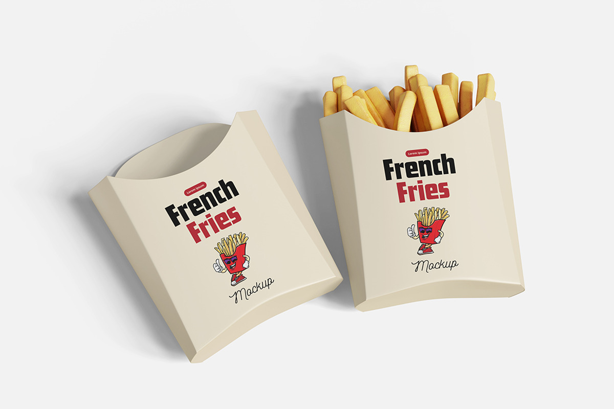 Fast Food French Fries Mockup, an Advertising Mockup by Indah (Photo 2 of 6)