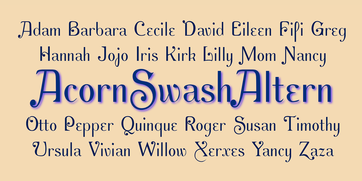 Acorn Swash, a Sans Serif Font by Ingrimayne Type (Photo 7 of 7)