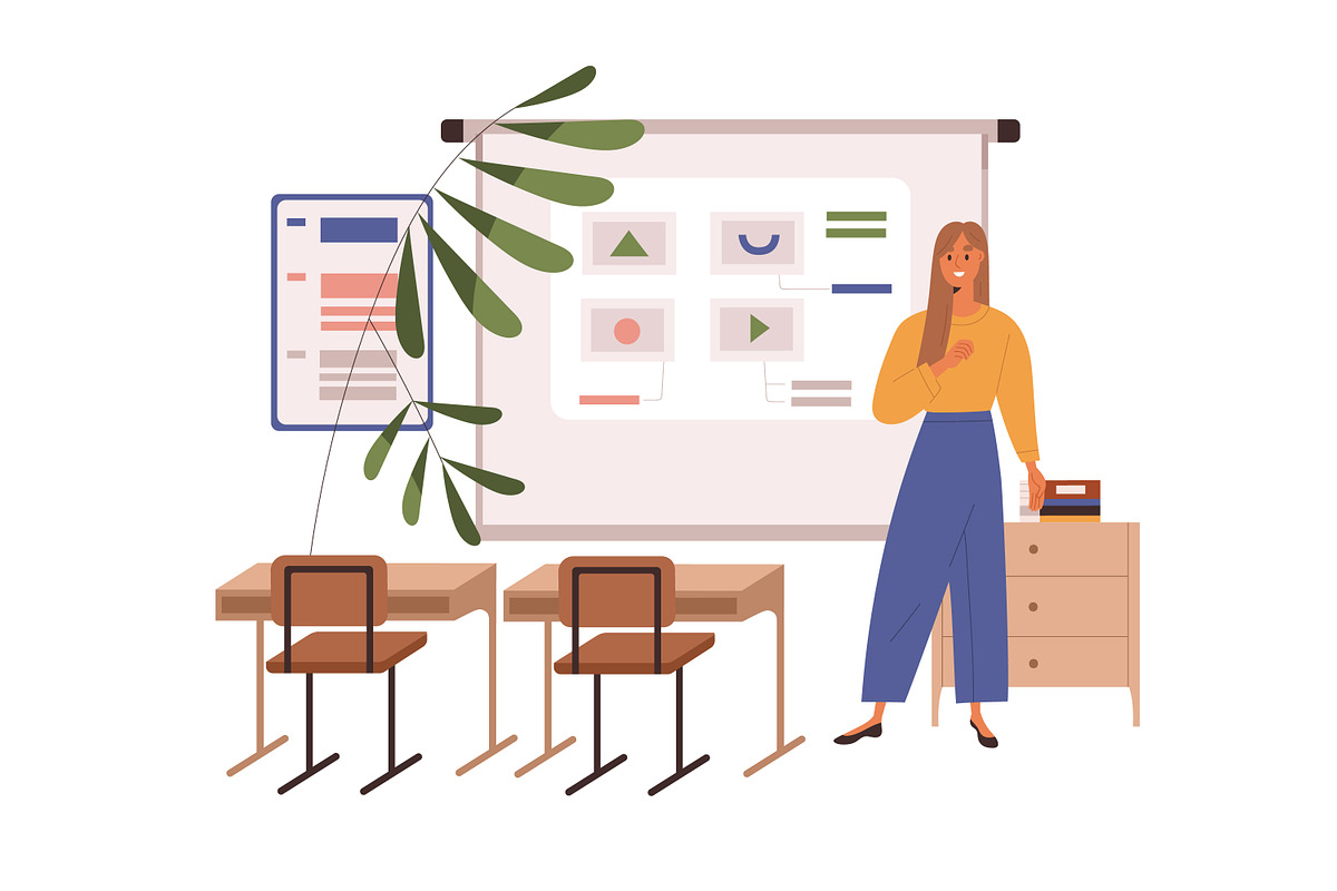 Teachers in school classroom set, an Education Illustration by Good Studio (Photo 8 of 9)