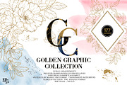 Gold Floral Graphic Collection, an Illustration by Elly Studio (Thumbnail 1 of 14)