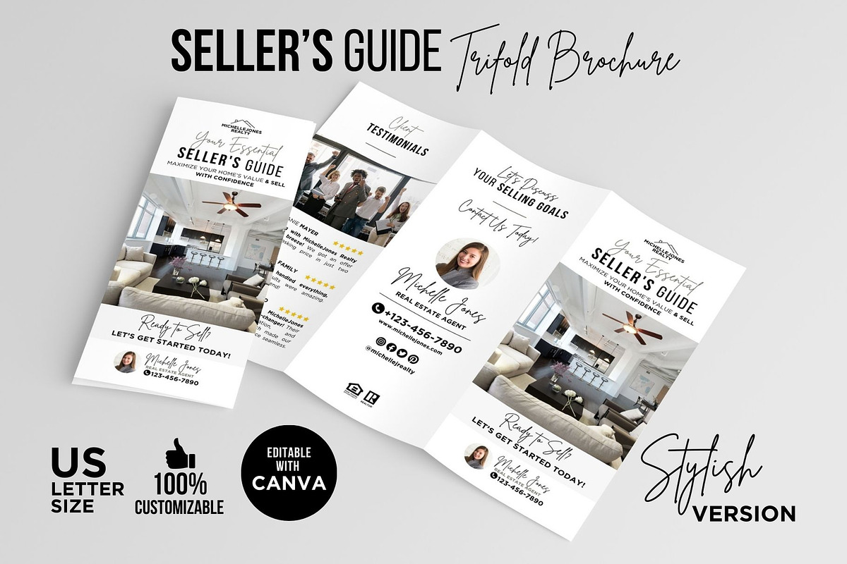 Seller Guide Trifold Brochure Canva, a Brochure Template by CreativeVinesStore (Photo 1 of 6)
