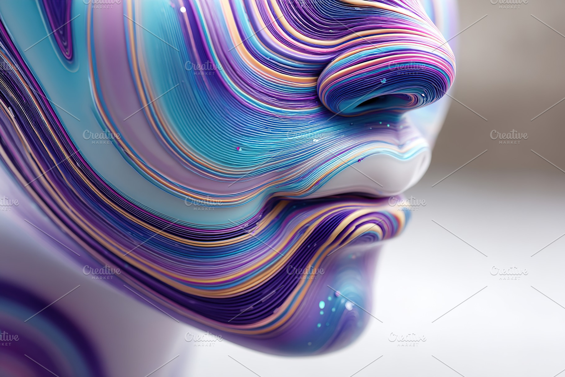 Colorful abstract art depicting a face with intricate swirling patterns and vib, a Person Photo by AlyaAnd