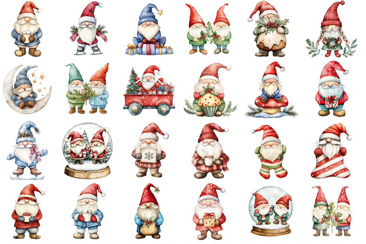 Christmas Gnome Sublimation Clipart, an Illustration by Designking (Photo 2 of 4)