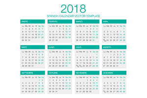 Spanish Calendar Vector 2018