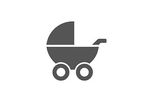 Baby Buggy Simple Icon Grey Color On