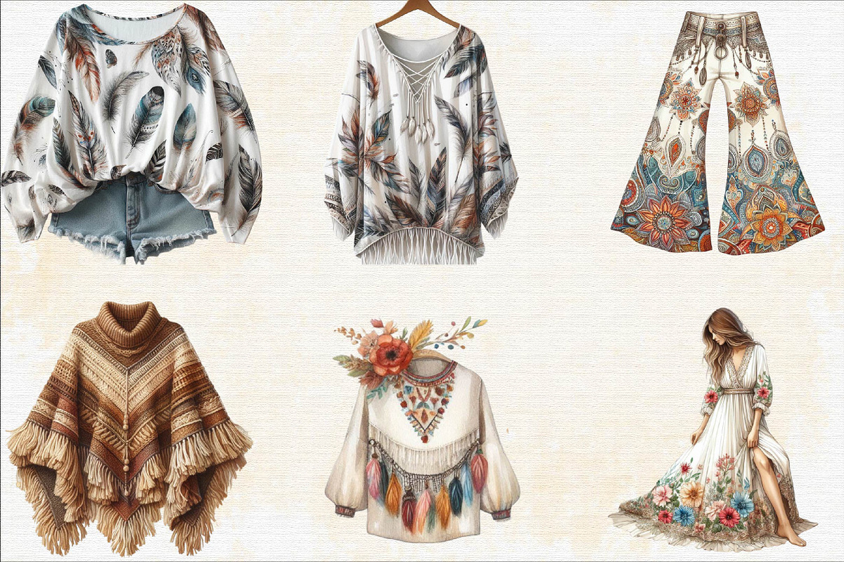 Watercolor Boho Fashion Clipart, an Illustration by SVGArt (Photo 2 of 8)