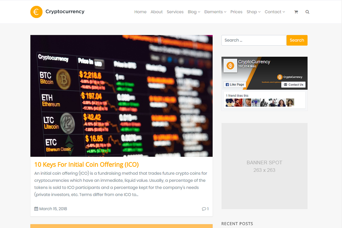 Cryptocurrency Bitcoin WordPress Theme