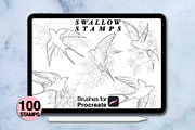 100 procreate swallow stamps, a Brush Add-On by Arts For Peace (Thumbnail 8 of 9)