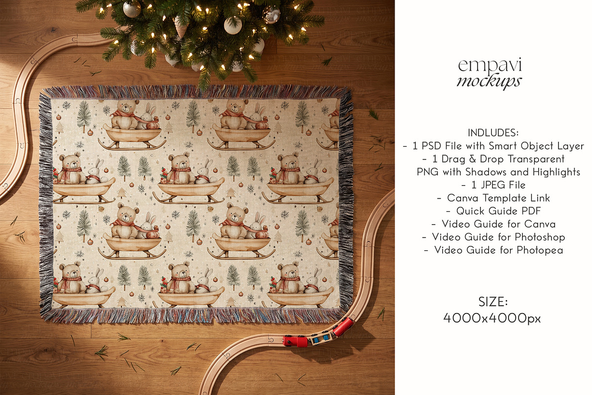 Woven Blanket Flat Lay Mockup, a Household Mockup by EmpaviMockups (Photo 6 of 6)