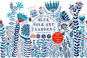 Blue Folk Art Garden