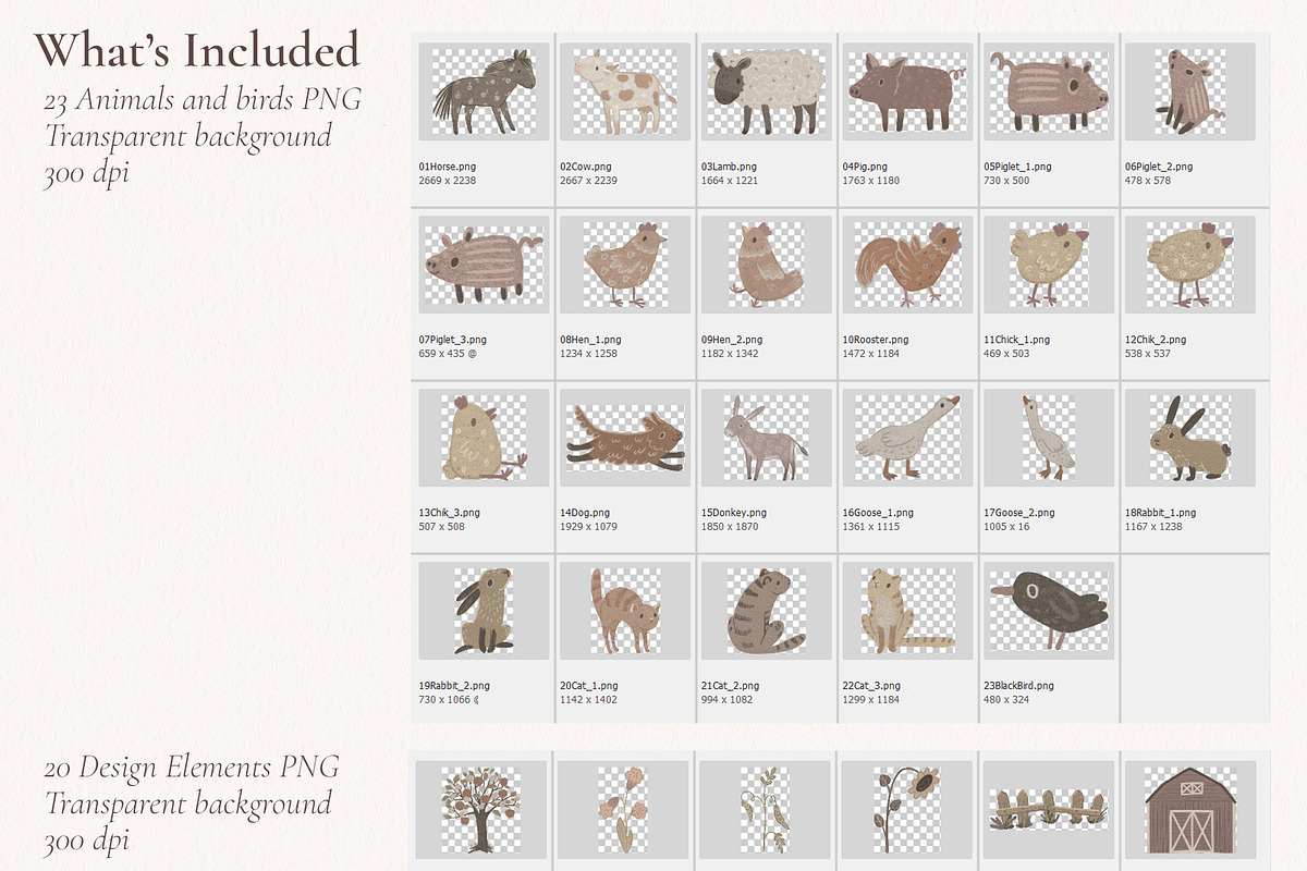 Farm Friends Neutral Nursery Clipart, an Animal Illustration by PenguinArtStudio (Photo 10 of 10)