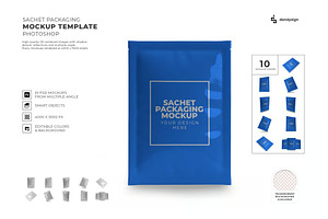 Sachet Packaging Mockup Set, a Packaging Mockup by DesignRushMarket