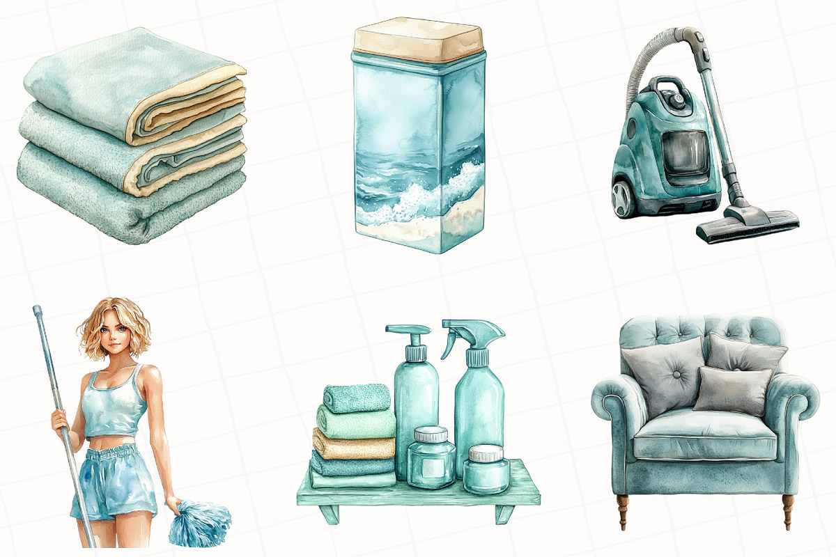 Watercolor Cleaning Clipart, an Illustration by OK Design (Photo 5 of 5)