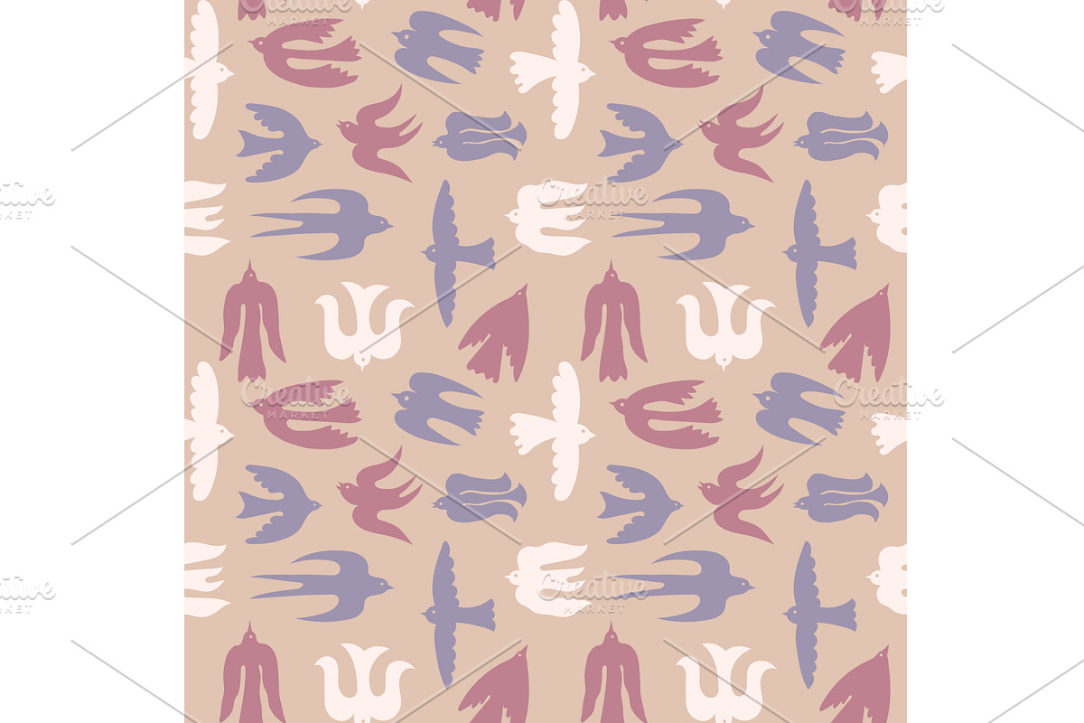 Abstract birds seamless pattern, an Animal Illustration by winwin.art