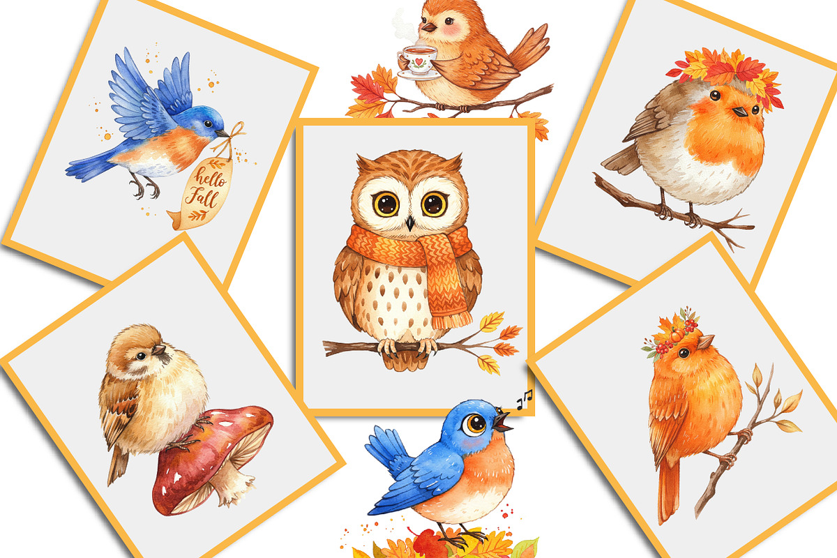 Positive Whimsical Fall Birds Bundle, an Illustration by Creative Art (Photo 9 of 9)