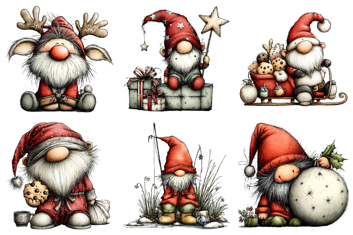 Whimsical Christmas Gnome Clipart, an Illustration by Daily.Designs (Photo 4 of 5)