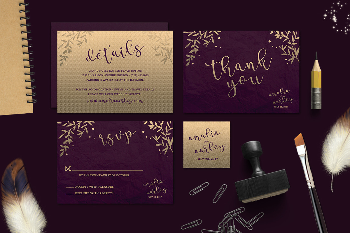 Leaves Wedding Invitation, an Invitation Template by Aarley Kaiven (Photo 2 of 5)