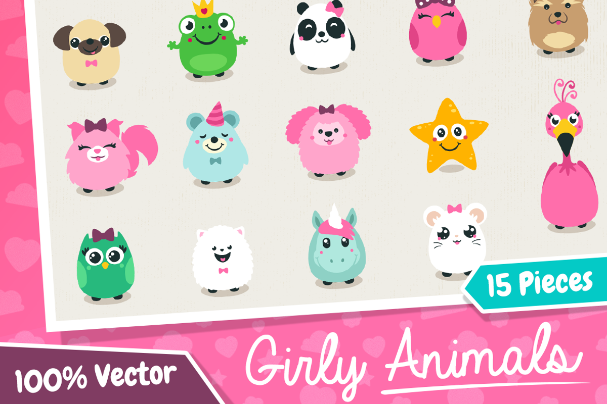 Vector Girly Animals, an Illustration by wowu (Photo 1 of 3)