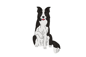 Joyful border collie dog sits with, an Animal Illustration by Stock-Smart-Start