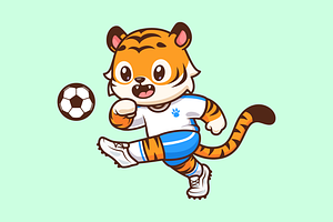 Cute Tiger Playing Soccer Ball, an Animal Illustration by Catalyst Labs