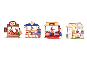 Market Stalls Meat Fish Dairy