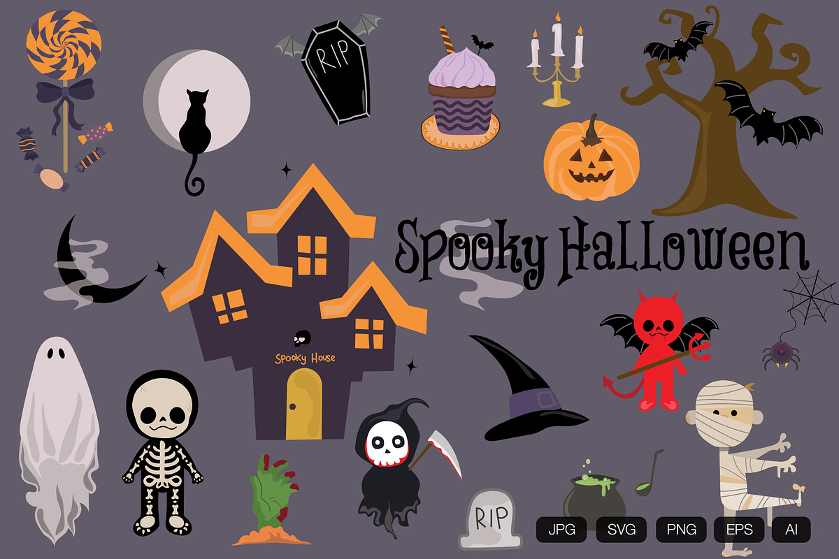 19 Spooky Halloween Hand Drawn, an Object Graphic by vintagio