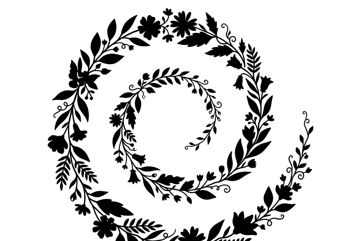 50 Elegant Floral Leaf Spiral Frame, a Decorative Illustration by Amazin_art (Photo 3 of 25)