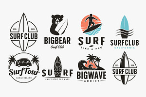 Set of ocean surfing logo, surf club, a Branding & Logo Template by DOMHOUZE