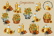 Watercolor Sunflowers Clipart, an Illustration by Andre_Eva (Thumbnail 3 of 9)