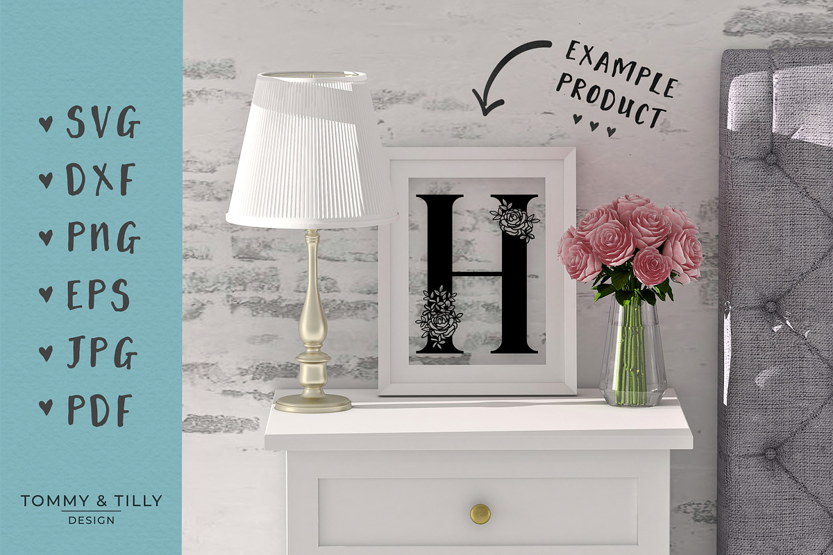 A-Z Floral Letters -Cut File Clipart, an Object Graphic by Tommy & Tilly Design (Photo 7 of 7)
