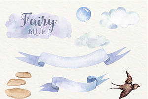 Watercolor Fairy Tale In Blue