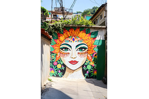 Colorful Mural Art of Woman with, a Nature Photo by Lermont51