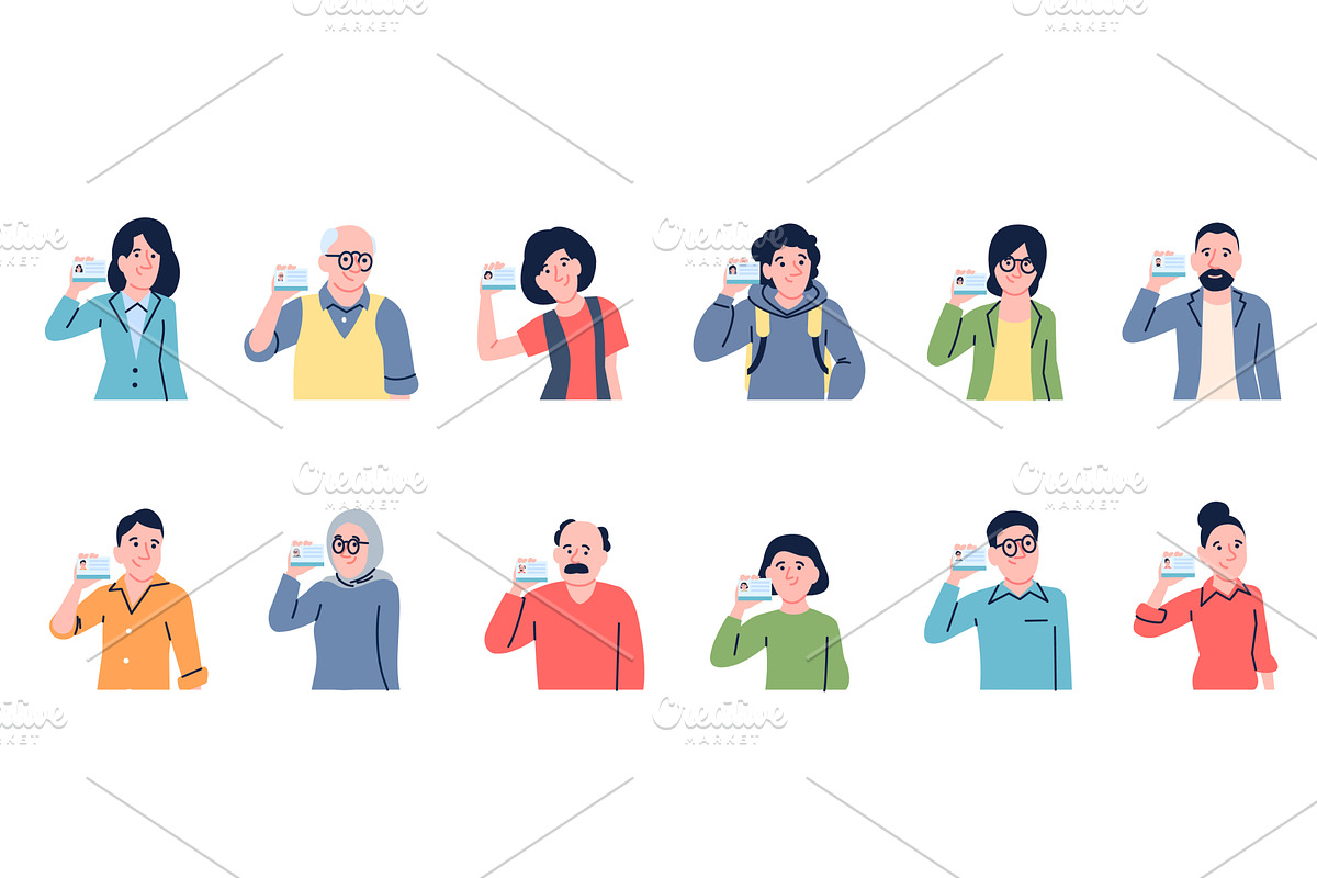 People with id card. Teens men women, a Person Illustration by LadadikArt