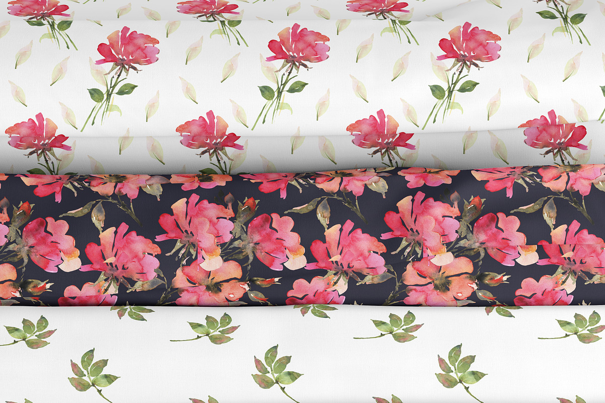 Watercolor flowers seamless patterns, a Pattern Graphic by AnnelyBlooms (Photo 6 of 7)