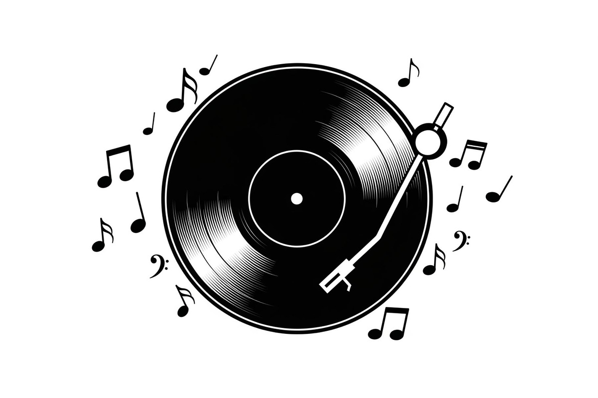 Vintage Vinyl Record & Turntable Bun, an Illustration by Creativeshirt (Photo 8 of 31)