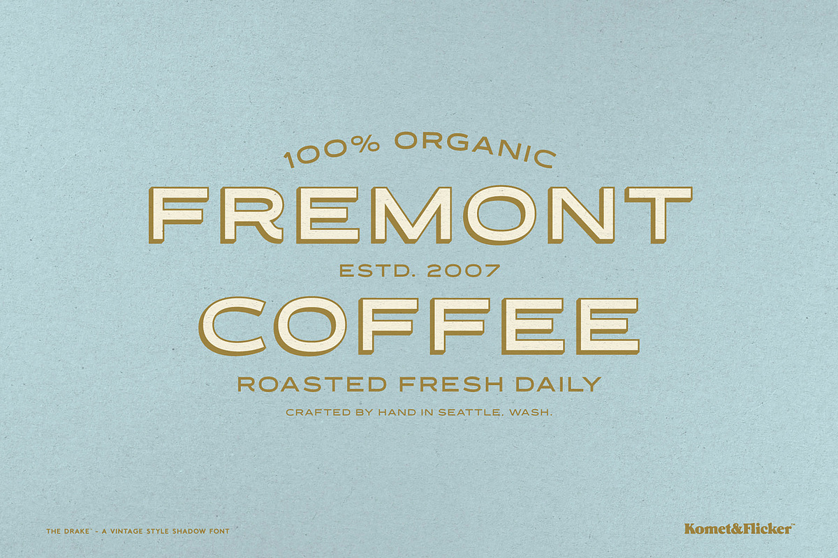 The Drake - A Vintage Shadow Font, a Sans Serif Font by Komet & Flicker (Photo 9 of 14)