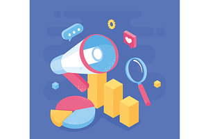 isometric digital marketing, a Technology Illustration by studiogstock