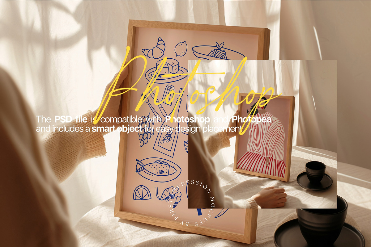 4x Bundle Frame Mockup With Person, an Advertising Mockup by First Impression Mockups (Photo 3 of 7)