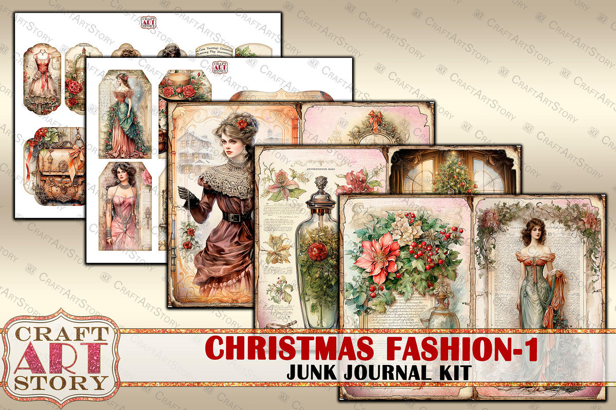 Vintage Christmas Fashion-1, a Person Illustration by CraftArtStory (Photo 5 of 8)