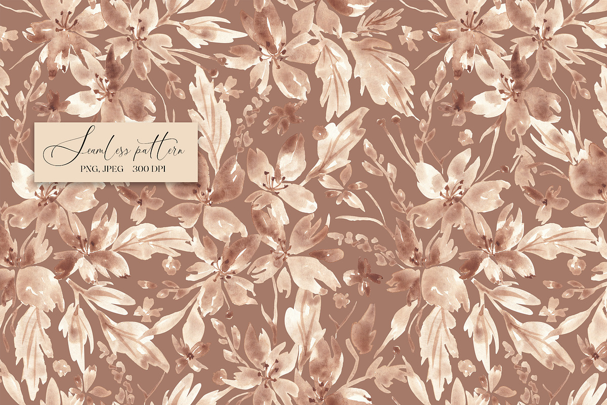 Mocha Mousse Floral pattern, a Pattern Graphic by SirenaArt (Photo 4 of 16)
