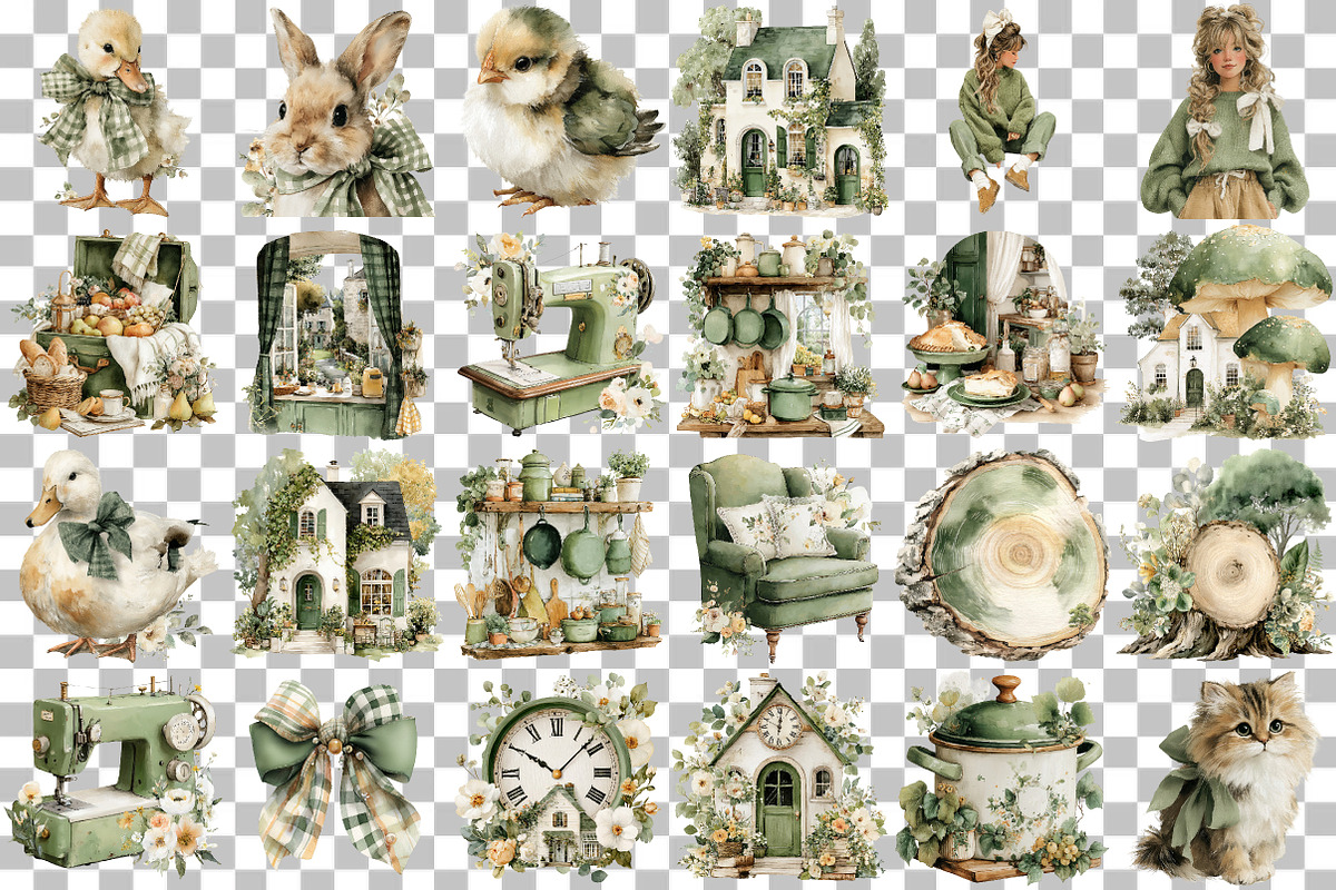 Watercolor Cottage Clipart, an Illustration by DreamCafeArt (Photo 3 of 6)