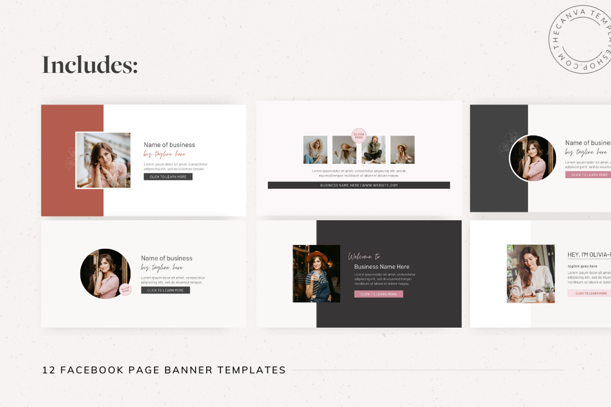 Olivia-Rose Facebook Page Templates, a Social Media Template by The Canva Template Shop (Photo 3 of 5)