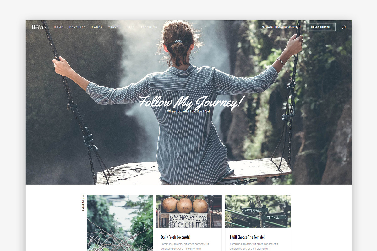 Wave - Travel WordPress Blog Theme, a WordPress Template by PerfectlyThemed