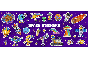 Groovy Space Characters Stickers