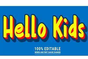 Hello Kids Vector 3d Editable Text