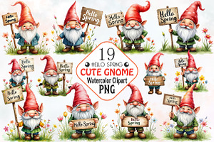 Hello Spring Gnome, an Illustration by RobertsArt