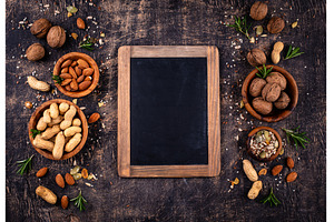 Assortment of different nuts and, a Food & Drink Photo by Yulia Furman
