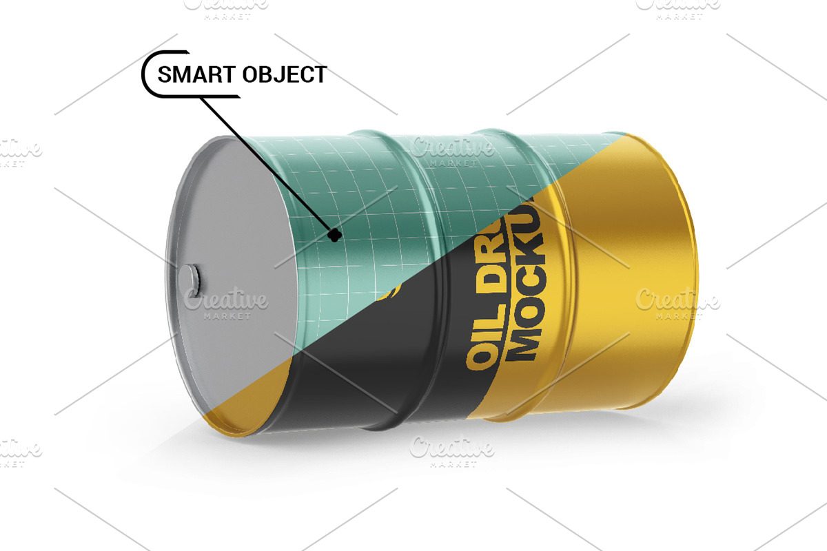Metallic Oil Drum Mockup, a Cups & Container Mockup by Dev.Rawat21 (Photo 2 of 4)